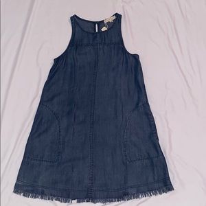 NWT LOVESTITCH Denim Slip Dress Fringe and Pockets